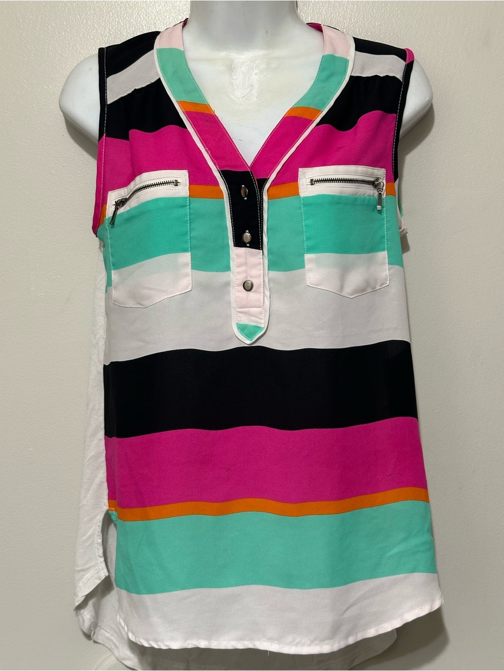 My Michelle Sleeveless Striped Top • Multicolor • Size Medium